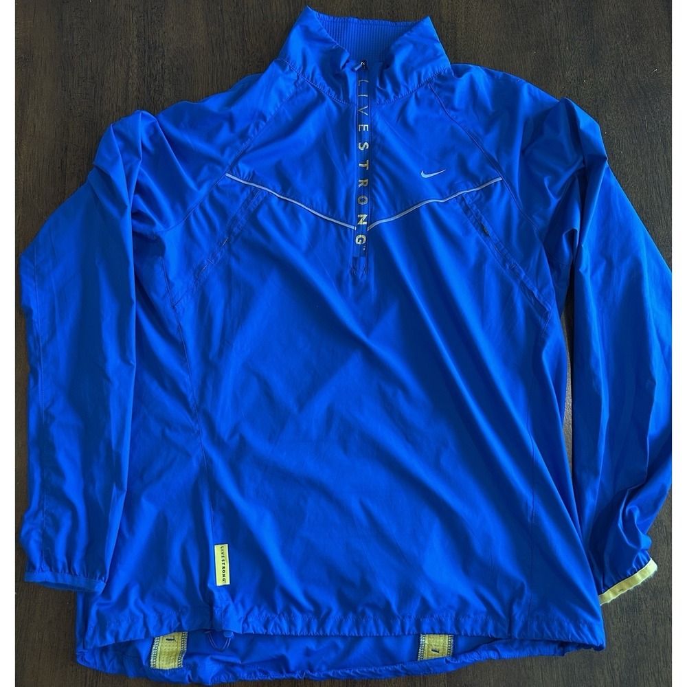 Nike Vintage Livestrong Womens Blue Quarter Zip Windbreaker Running Jacket Large